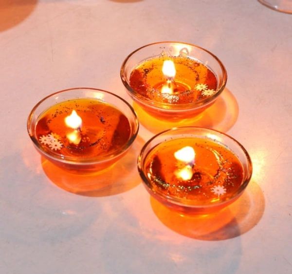 iHandikart Handicrafts Handmade wax Tealight Candles (Smokeless, Set of 3)  - Orange, Wax, Pack of3